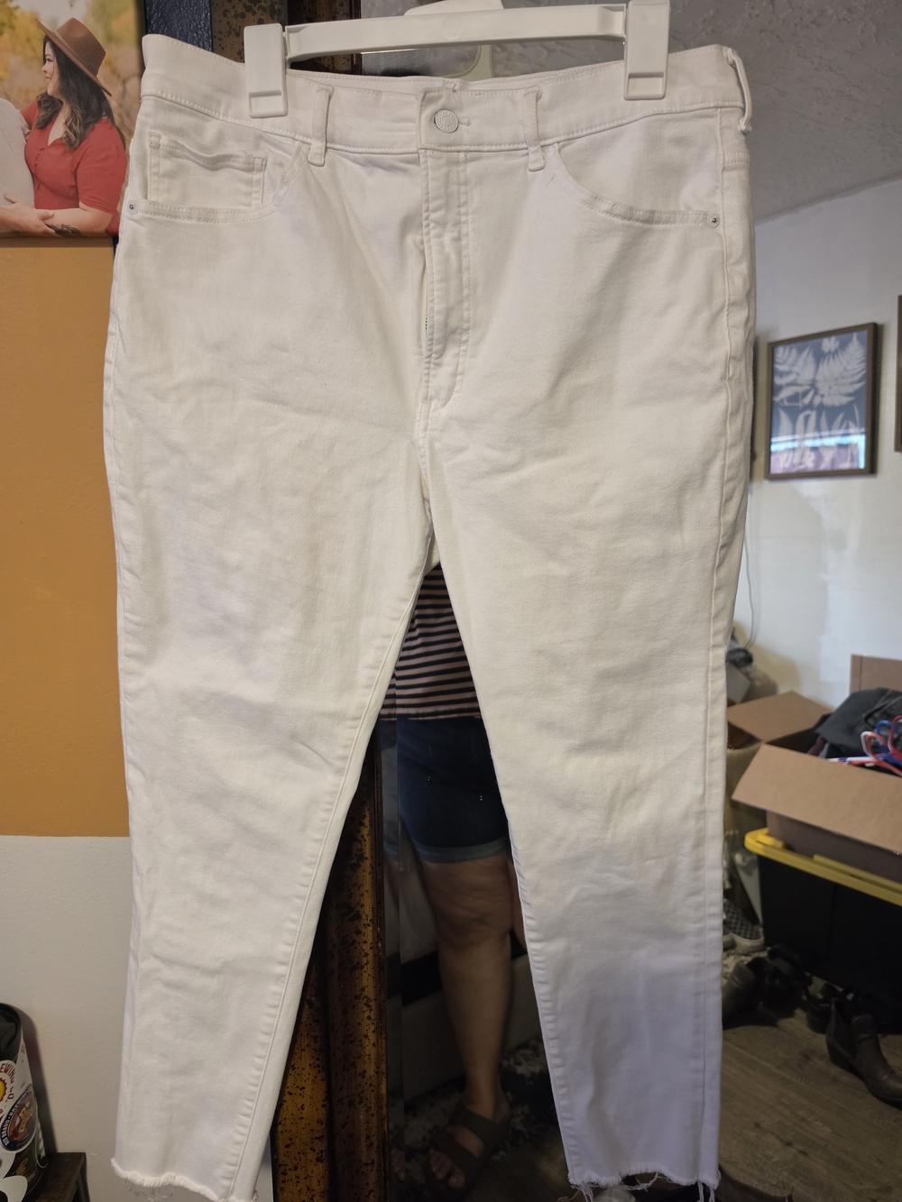Express White Women's Jeans with Gold Logo Patch